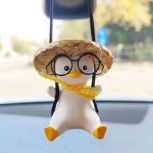 Car Rearview Mirror Accessories Swinging Duck Hanging Decoration, Cute Car Pendant For Teens, Women, Men, Car/truck Decor - Yellow - View 2