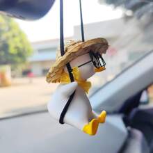Car Rearview Mirror Accessories Swinging Duck Hanging Decoration, Cute Car Pendant For Teens, Women, Men, Car/truck Decor - Yellow - View 5