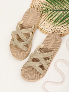 2023年女款5cm高跟平台滑板鞋,配編織帶和交叉帶,適合戶外活動 - 駝色 - 查看 6