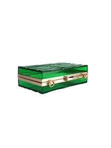 Bolso clutch caja mini verde transparente para noche fiesta - Verde - Ver 8