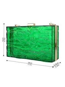 Bolso clutch caja mini verde transparente para noche fiesta - Verde - Ver 10