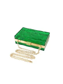 Bolso clutch caja mini verde transparente para noche fiesta - Verde - Ver 5