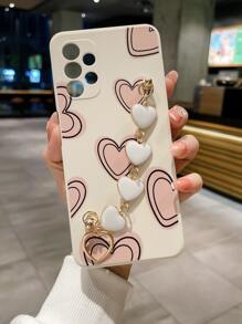 Husă pentru telefon cu model de inimă, cu curea de mână, compatibilă cu iPhone15/15Plus/15Pro/15Promax