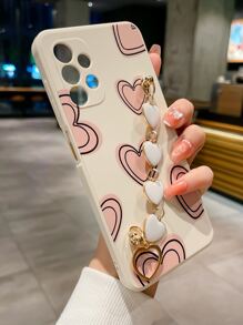 Husă pentru telefon cu model de inimă, cu curea de mână, compatibilă cu iPhone15/15Plus/15Pro/15Promax