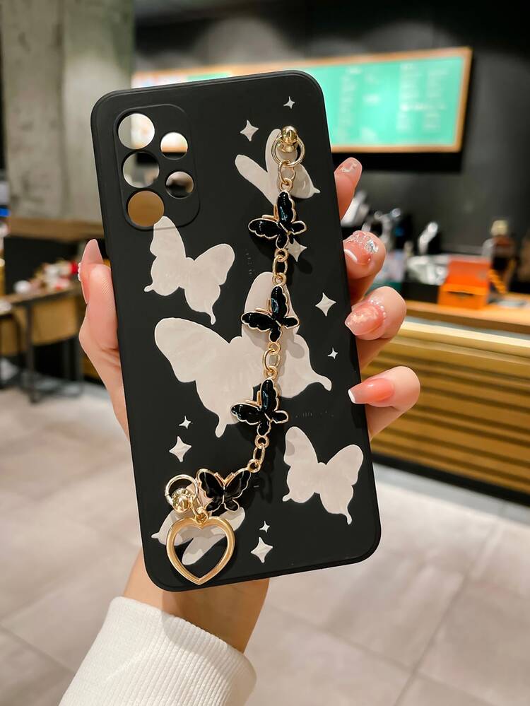 Butterfly Pattern Phone Case With Hand Strap,International Version, Not The Domestic Version