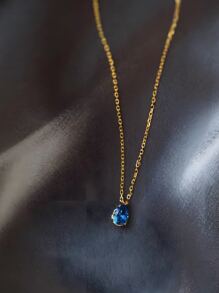 ELSEDES Collar elegant de una pieza de alta moda con dije de gota de agua con piedra preciosa Royal Blue en S925, estilo simple y exquisito para realzar la elegancia romántica de las mujeres para vestir diario o para fiesta