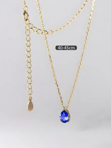 ELSEDES Collar elegant de una pieza de alta moda con dije de gota de agua con piedra preciosa Royal Blue en S925, estilo simple y exquisito para realzar la elegancia romántica de las mujeres para vestir diario o para fiesta