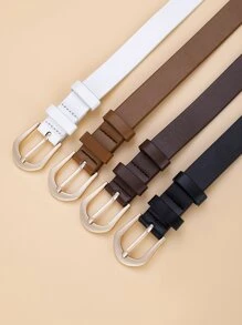 4pcs/Set Pointed End Polyester Belt With Gold Buckle Casual Summer, School Fall, Autumn, Halloween - Multicolor - View 3
