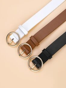 3 件套复古圆形太阳扣腰带套装 PU 腰带适用于外套和连衣裙休闲夏季、秋季、万圣节 - 彩色 - 查看 3