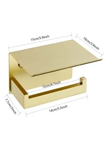 1pc Stainless Steel Brushed Gold Toilet Paper Holder, Wall Mounted With Lid, Anti-fall Phone Holder, Suitable For Jumbo Rolls - Vàng - Xem 9