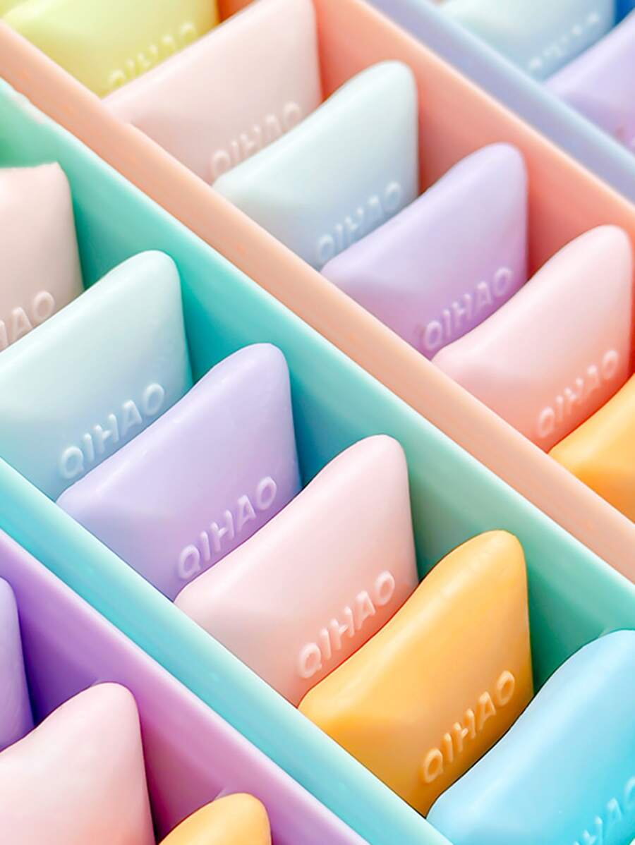 1box/8pcs Rainbow-colored Erasers For Students, Cute Design With Less Residue And No Marks Left - Multicolor - View 1