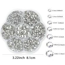 Thạch nghệ thuật làm móng tay, 3150 viên đá quý cho mặt, răng, mắt, pha lê thủy tinh phẳng - Bạc thủ công kim cương giả để trang điểm, quần áo, trang trí giày dép, với nhíp/Bút sáp DIY Nail Charms Đồ dùng làm móng - trắng - Xem 2