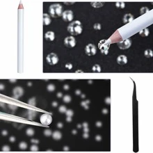 Thạch nghệ thuật làm móng tay, 3150 viên đá quý cho mặt, răng, mắt, pha lê thủy tinh phẳng - Bạc thủ công kim cương giả để trang điểm, quần áo, trang trí giày dép, với nhíp/Bút sáp DIY Nail Charms Đồ dùng làm móng - trắng - Xem 5