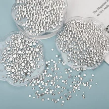 Thạch nghệ thuật làm móng tay, 3150 viên đá quý cho mặt, răng, mắt, pha lê thủy tinh phẳng - Bạc thủ công kim cương giả để trang điểm, quần áo, trang trí giày dép, với nhíp/Bút sáp DIY Nail Charms Đồ dùng làm móng - trắng - Xem 6