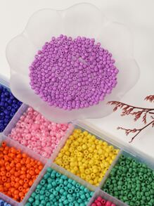 時尚15格3MM玻璃素色DIY珠子&線適用於手環項鍊製作