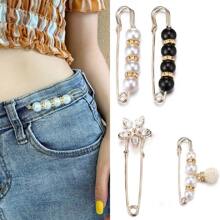 4pcs Faux Pearl Decor Safety Pin - Multicolor - View 2