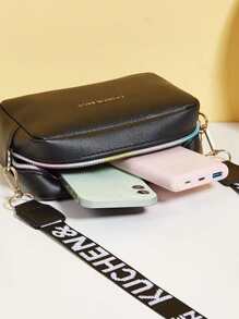 Mini Letter Graphic Square Bag - Black - View 2