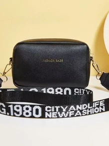Mini Letter Graphic Square Bag - Black - View 3