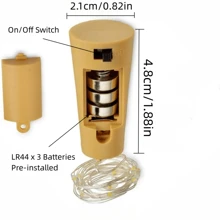 10入組/包 20 LED 電池供電瓶燈，用於酒瓶DIY派對婚禮裝飾線仙串燈 - 黃色 - 查看 4