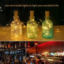 10入組/包 20 LED 電池供電瓶燈，用於酒瓶DIY派對婚禮裝飾線仙串燈 - 黃色 - 查看 7