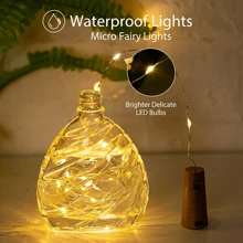 10入組/包 20 LED 電池供電瓶燈，用於酒瓶DIY派對婚禮裝飾線仙串燈 - 黃色 - 查看 6