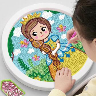 1入組夢全鑽石繪畫成套工具適用於DIY圓形水鑽墻面裝飾