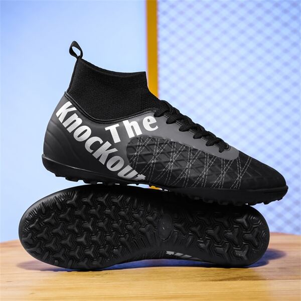 1pair Summer Breathable High Top Football Shoes For Boys And Girls With Studs, Non-slip Shoes For Student, Large Size, Suitable For Competition And Training.