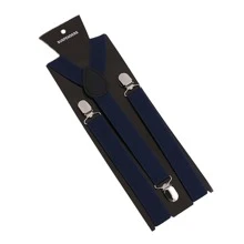 1pc Navy Blue Men's Three-Clip Adjustable Elastic Suspenders For Daily Wear, Suit Pants Shoulder Strap Accessory, Festival Gift Halloween Autumn-Winter Accessories Halloween Costume,Suitable For Teens, Youth,Men,Casual, Outdoor, Athletic, Vacation, Graduation Gifts, Birthday, Daily Wear - Navy Blue - View 3