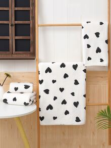 1pc Printed Heart Pattern Towel (Bath Towel Or Hand Towel), Coral Fabric Soft Absorbent Home Towel/Bath Towel - Romantic And Fashionable, Sold In Different Sizes, Choose Your Preferred Size - With Faint Coffee Scent, Soft And Lightweight Shower Towels For Beauty Salon, Hotel Sports,Home Essentials, Towel, Skin Care Bath Towel Sheet