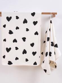 1pc Printed Heart Pattern Towel (Bath Towel Or Hand Towel), Coral Fabric Soft Absorbent Home Towel/Bath Towel - Romantic And Fashionable, Sold In Different Sizes, Choose Your Preferred Size - With Faint Coffee Scent, Soft And Lightweight Shower Towels For Beauty Salon, Hotel Sports,Home Essentials, Towel, Skin Care Bath Towel Sheet