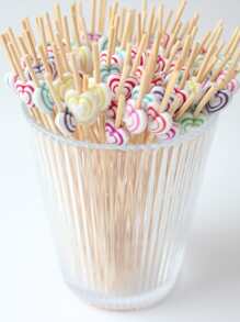 100 件一次性彩色條紋心形竹籤，適合派對、酒吧、裝飾品、水果、蛋糕、零食適合聚會、家庭使用