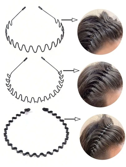 3pcs Men Wave Design Headband Gym, Men Accessories, Accessories For Man, Head Accessories For Men