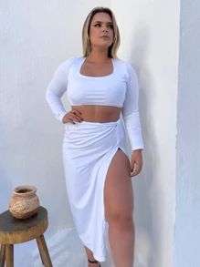 Plus Size Co-Ords - trắng - Xem 1