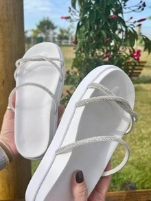 Women Flat Sandals - trắng - Xem 2
