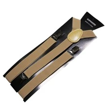 1pc Men's Elastic Suspenders With 3 Clips, Adjustable Braces For Everyday, Business And Formal Dress Halloween For Going Out Outfit Wedding Party And For Gift Autumn-Winter Accessories Halloween Costume,Suitable For Teens, Youth,Men,Casual, Outdoor, Athletic, Vacation, Graduation Gifts, Birthday, Daily Wear - Beige - View 3
