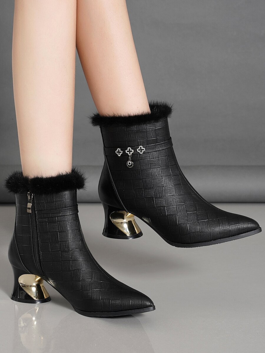 女性跟短靴帶側拉鍊,多用途&時尚適用於戶外運動在夏天 - 黑色 - 查看 1