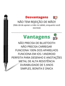Caneta Touch Screen Ponta Fina Desenho Android Tablet - Preto - Visão 5