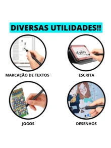 Caneta Touch Screen Ponta Fina Desenho Android Tablet - Preto - Visão 3