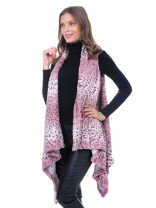 Chaleco estampado Animal Print asimetrico - Rosa - Ver 3