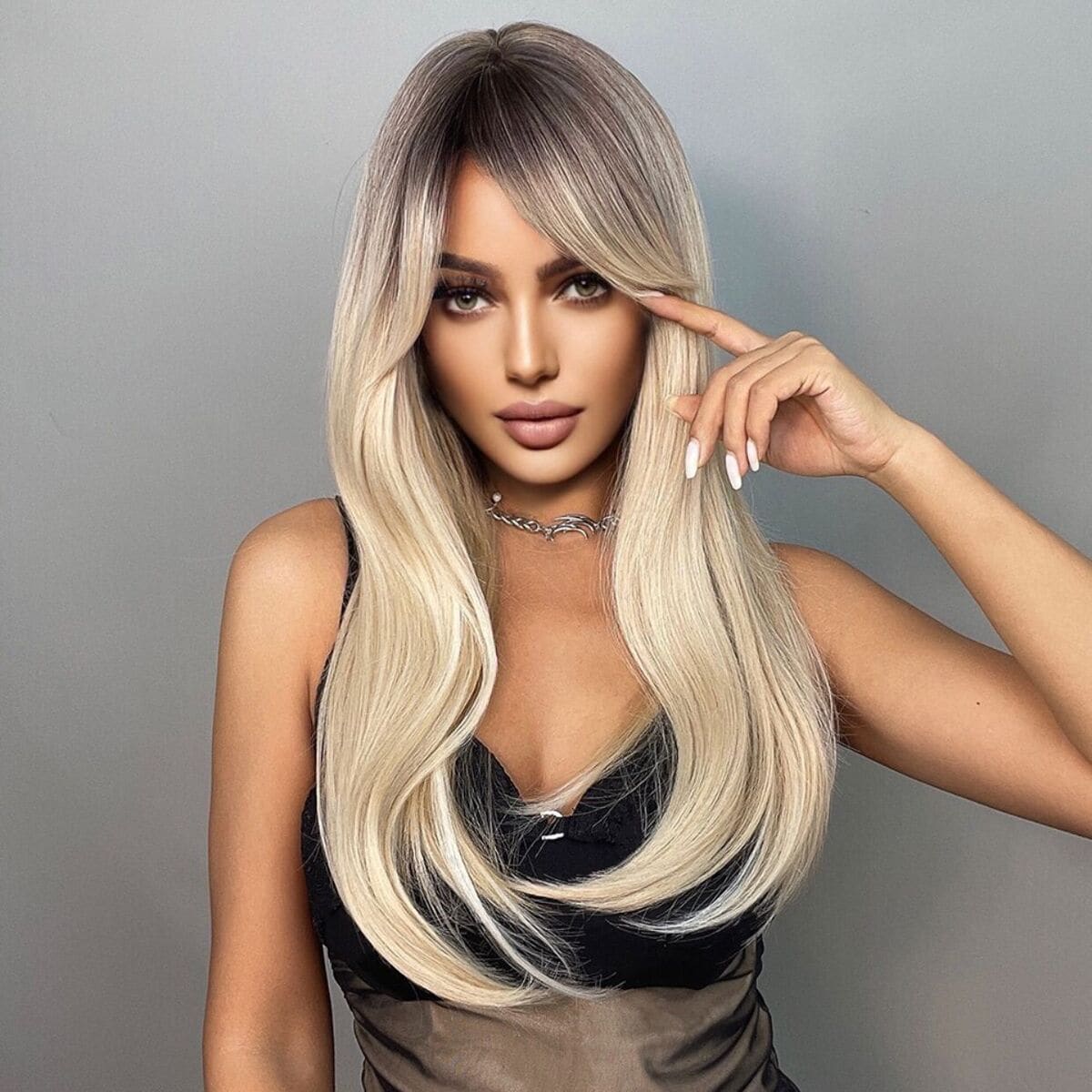 Peluca rubia ceniza ombré - Degradado - Ver 1