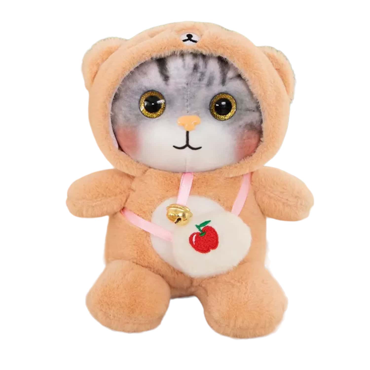 Kawaii Stuffed Cat Kitten With Michi Costume Animal Models 23 Cm - 咖啡 - 查看 1