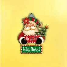 Natal - Placa Decorativa para Porta ou Parede - Ho Ho Ho, Feliz Natal