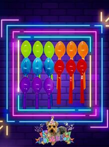 100 Cucharas Surtidas de Todos Colores Desechables para Fiesta Cumpleaños Artículos Neón Fosforescentes - Color caoba - Ver 1