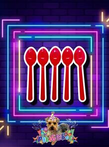 100 Cucharas Surtidas de Todos Colores Desechables para Fiesta Cumpleaños Artículos Neón Fosforescentes - Color caoba - Ver 4