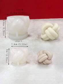 1 件针织纱球形香薰蜡烛硅胶、树脂、胶水模具适用于自制冰淇淋、慕斯制作 - 白色 - 查看 2