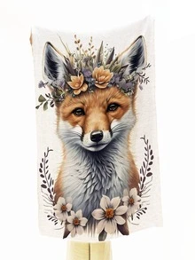 1入組狐狸圖案珊瑚絨毯子,中性家庭用品 - 彩色 - 查看 3