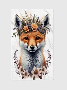 1入組狐狸圖案珊瑚絨毯子,中性家庭用品 - 彩色 - 查看 4