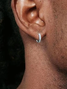 Nooxian 1 paio Orecchini circolari da uomo elegante in rame & zirconia piccolo rotondo