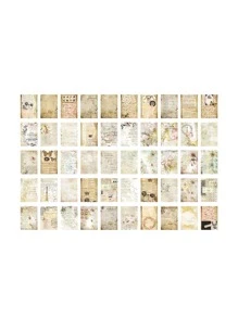 100pcs/Pack Retro Manuscript Paper With Plant Background For Decoration Back To School - Multicolor - View 5