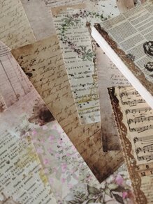 100pcs/Pack Retro Manuscript Paper With Plant Background For Decoration Back To School - Multicolor - View 3